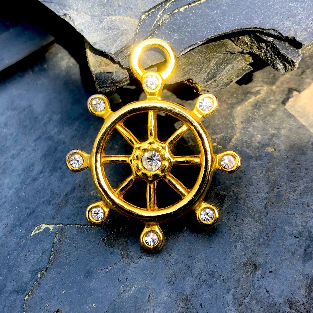 Gold tone   nautical necklace pendant